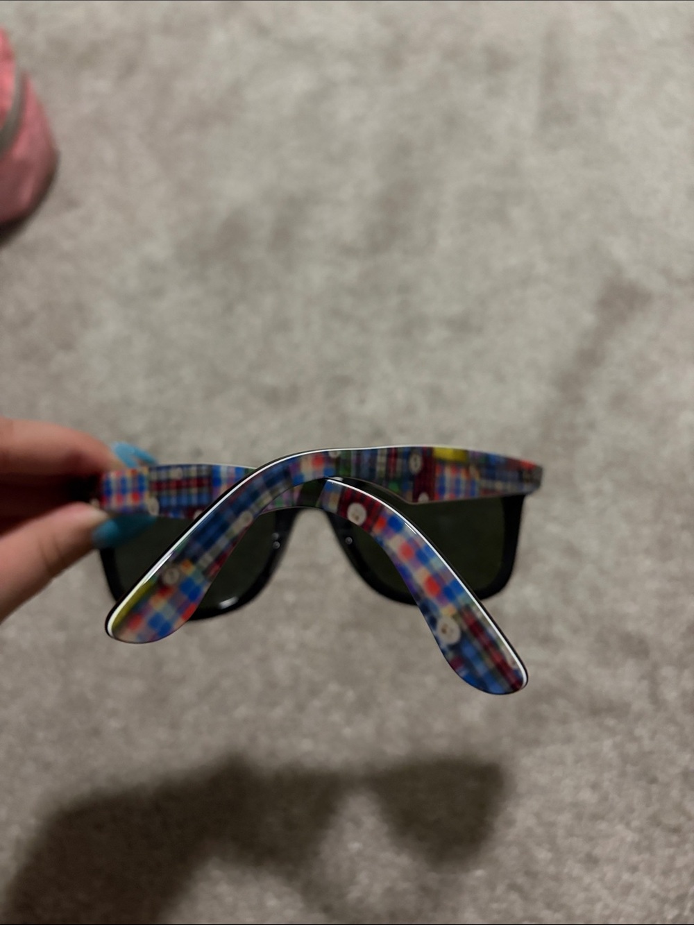 Ray-Ban Multicolor Plaid Frame Sunglasses with Dark Lenses - Picture 9 of 10